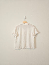 Vintage White Linen Button Up (2)