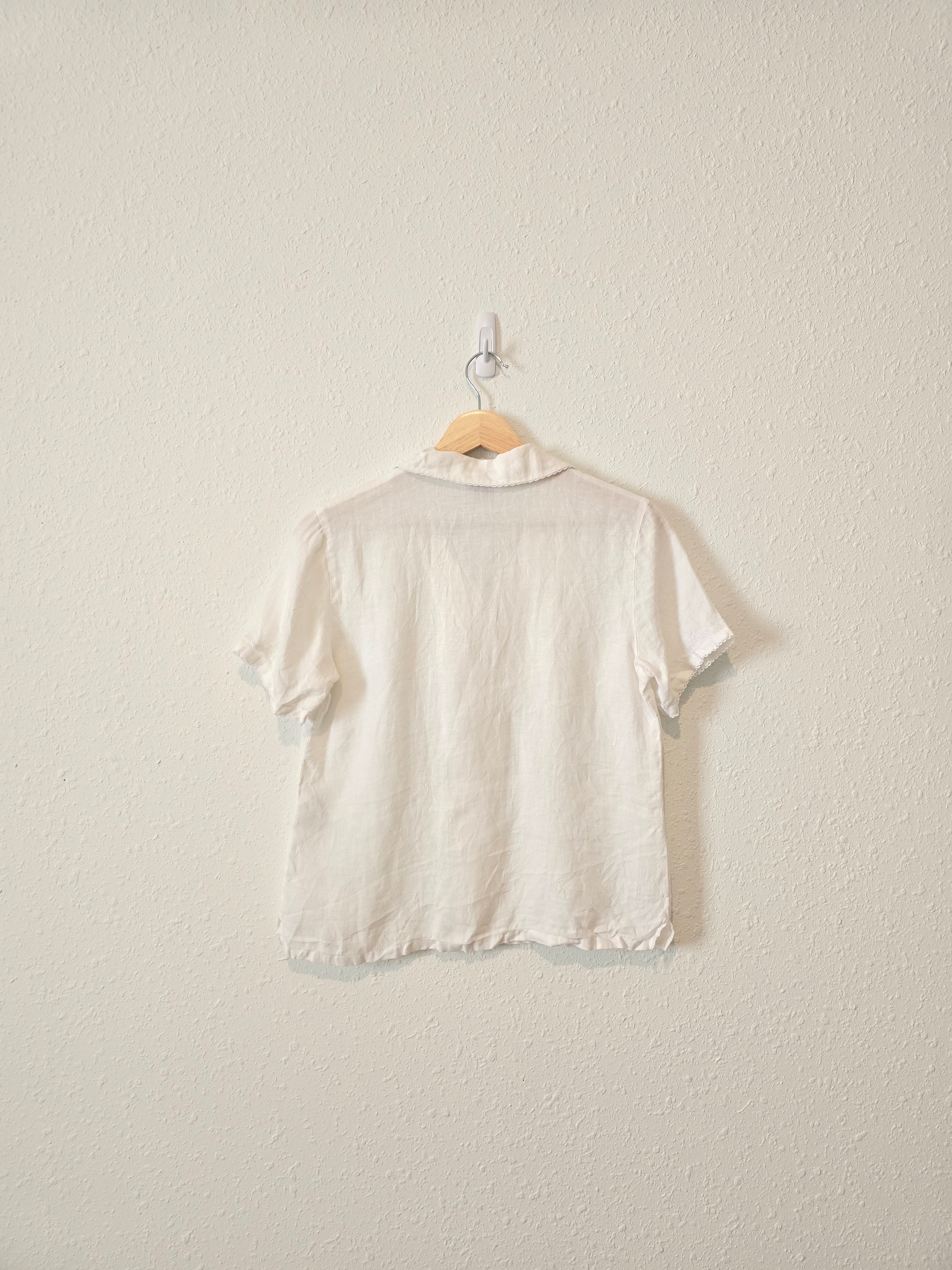 Vintage White Linen Button Up (2)