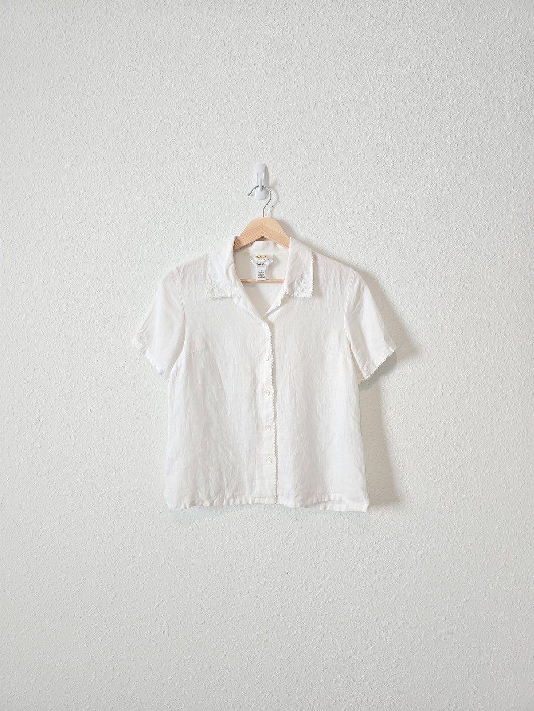 Vintage White Linen Button Up (2)