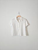 Vintage White Linen Button Up (2)