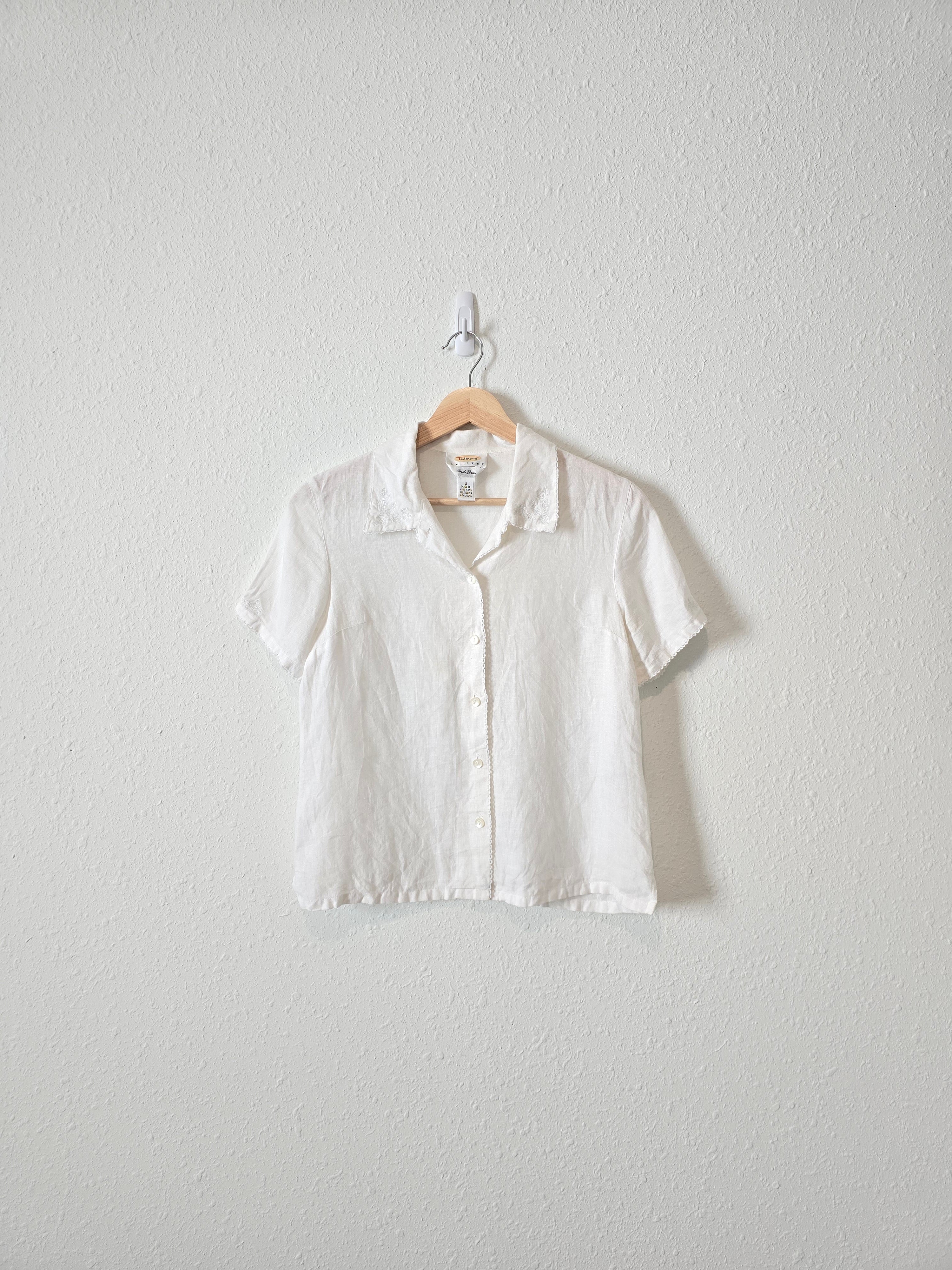 Vintage White Linen Button Up (2)