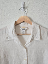 Vintage White Linen Button Up (2)