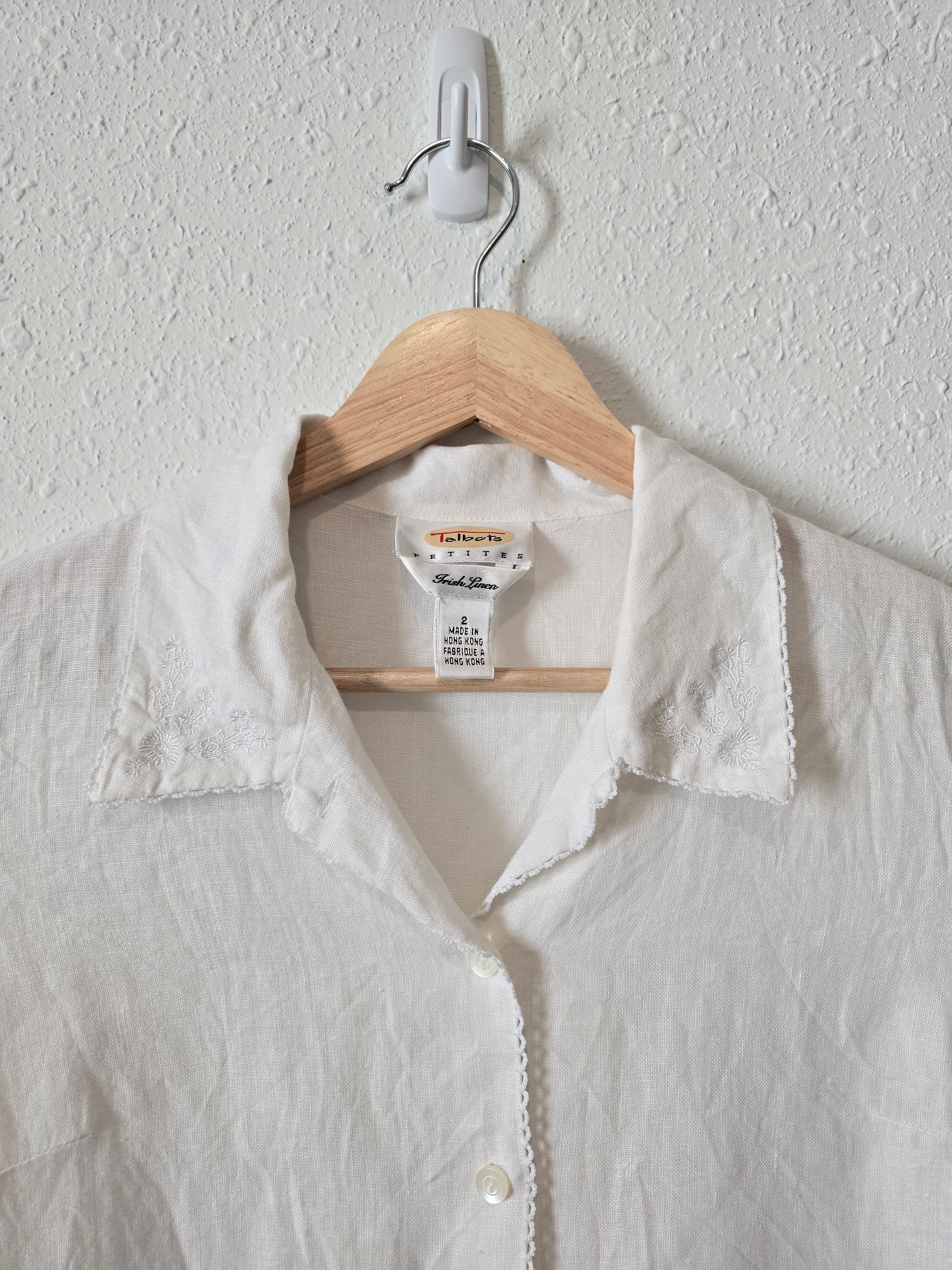 Vintage White Linen Button Up (2)