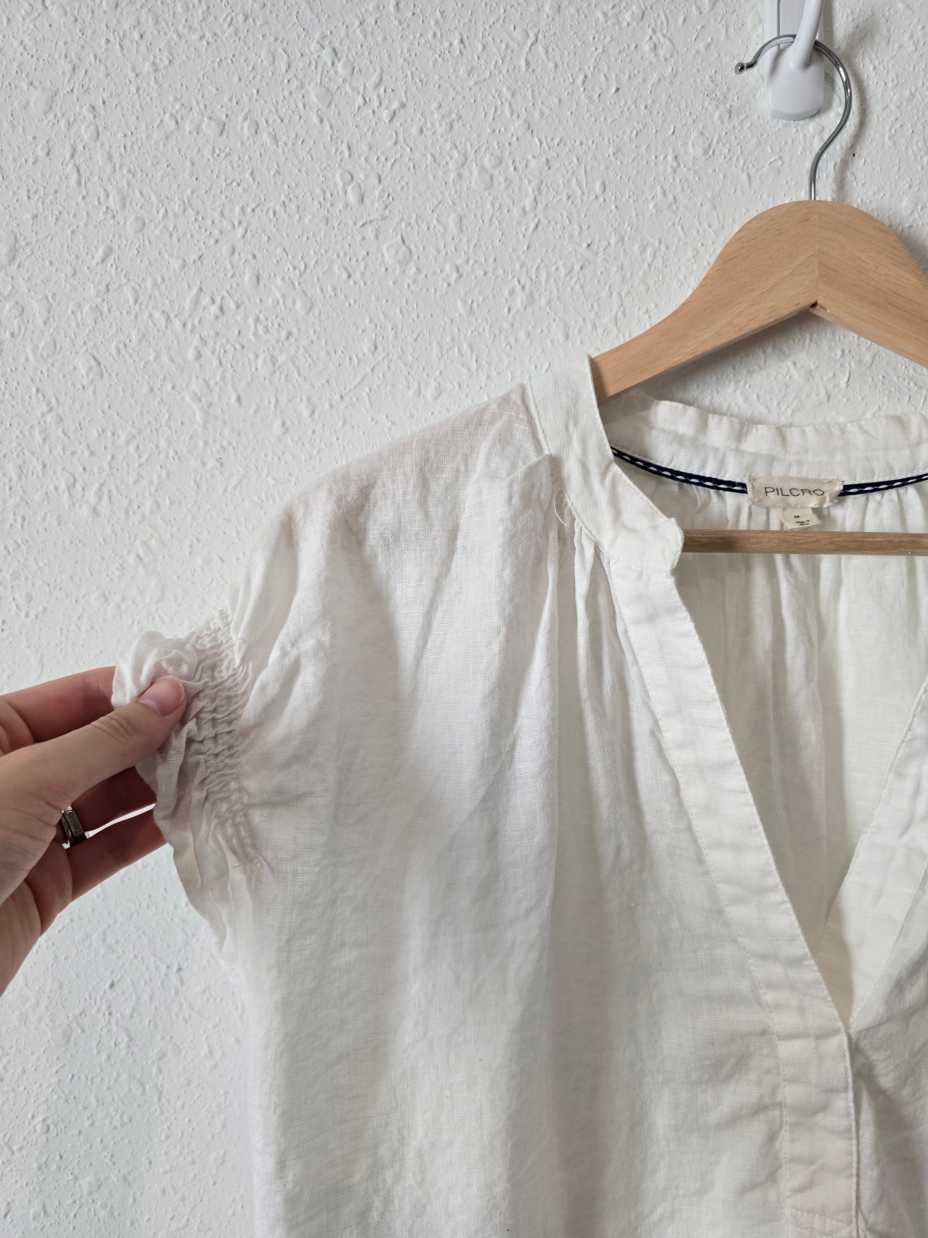 Anthropologie Linen V Neck Top (M)