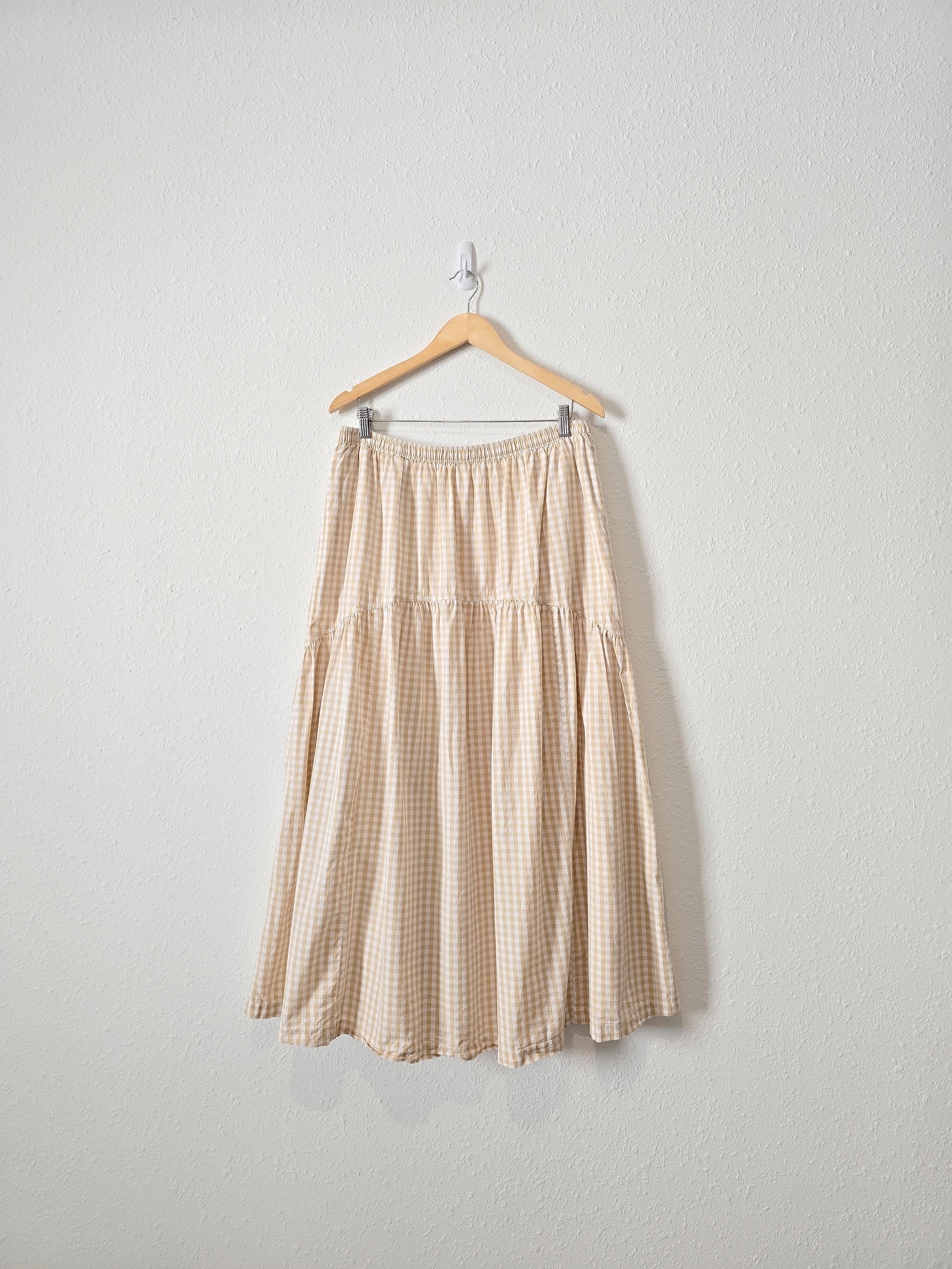 Neutral Gingham Maxi Skirt (XL)