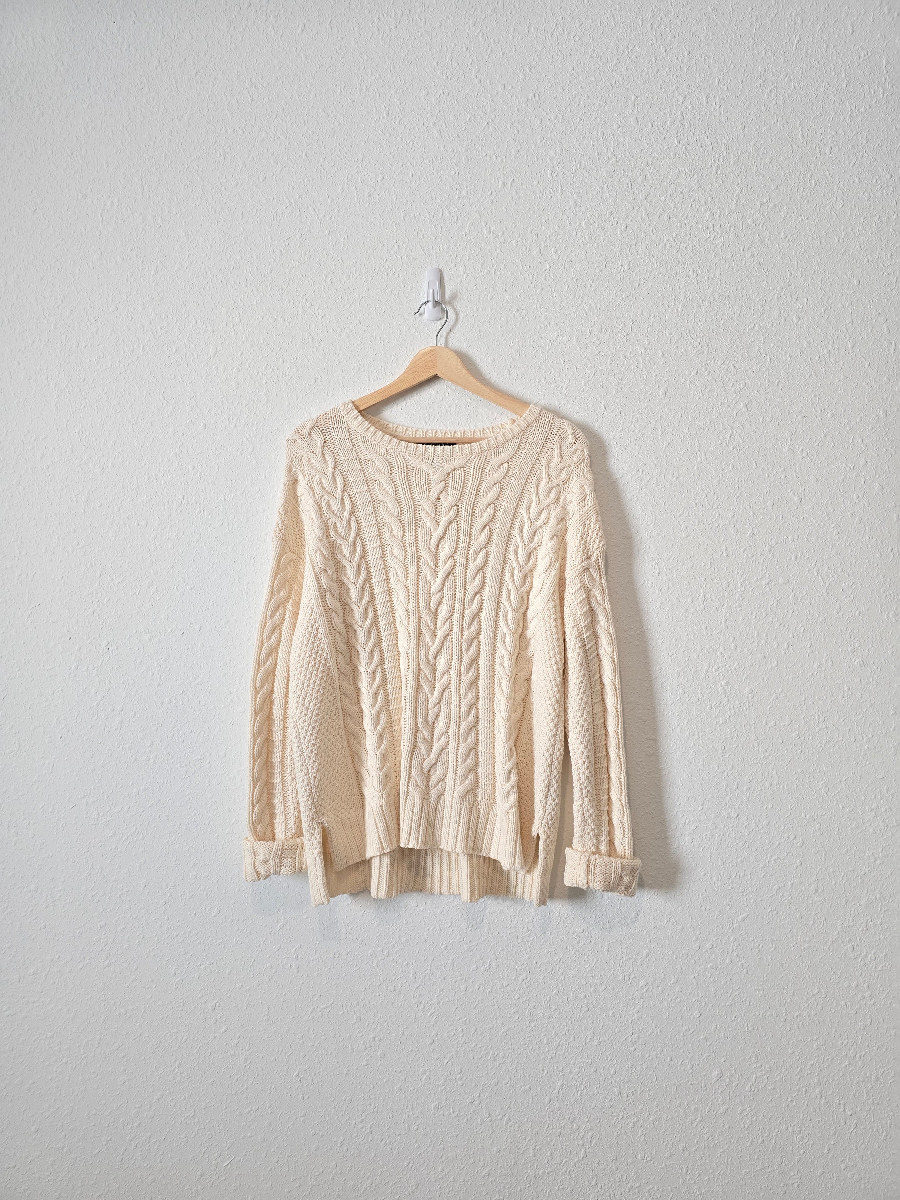 Cream Cable Knit Sweater (L)