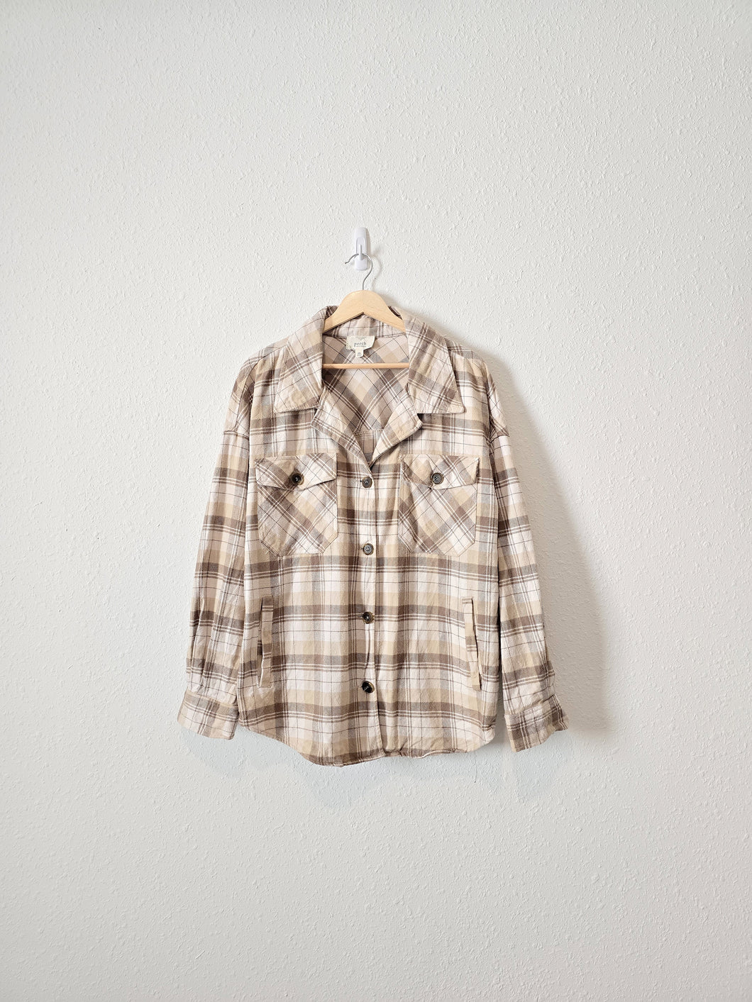 Neutral Plaid Shacket (2X)