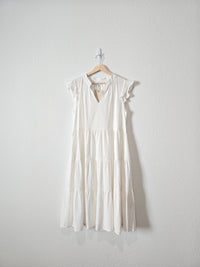 NEW White Tiered Midi Dress (L)