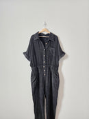 Black Gauze Coverall Jumpsuit (2X)