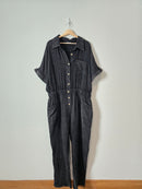 Black Gauze Coverall Jumpsuit (2X)