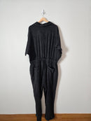 Black Gauze Coverall Jumpsuit (2X)