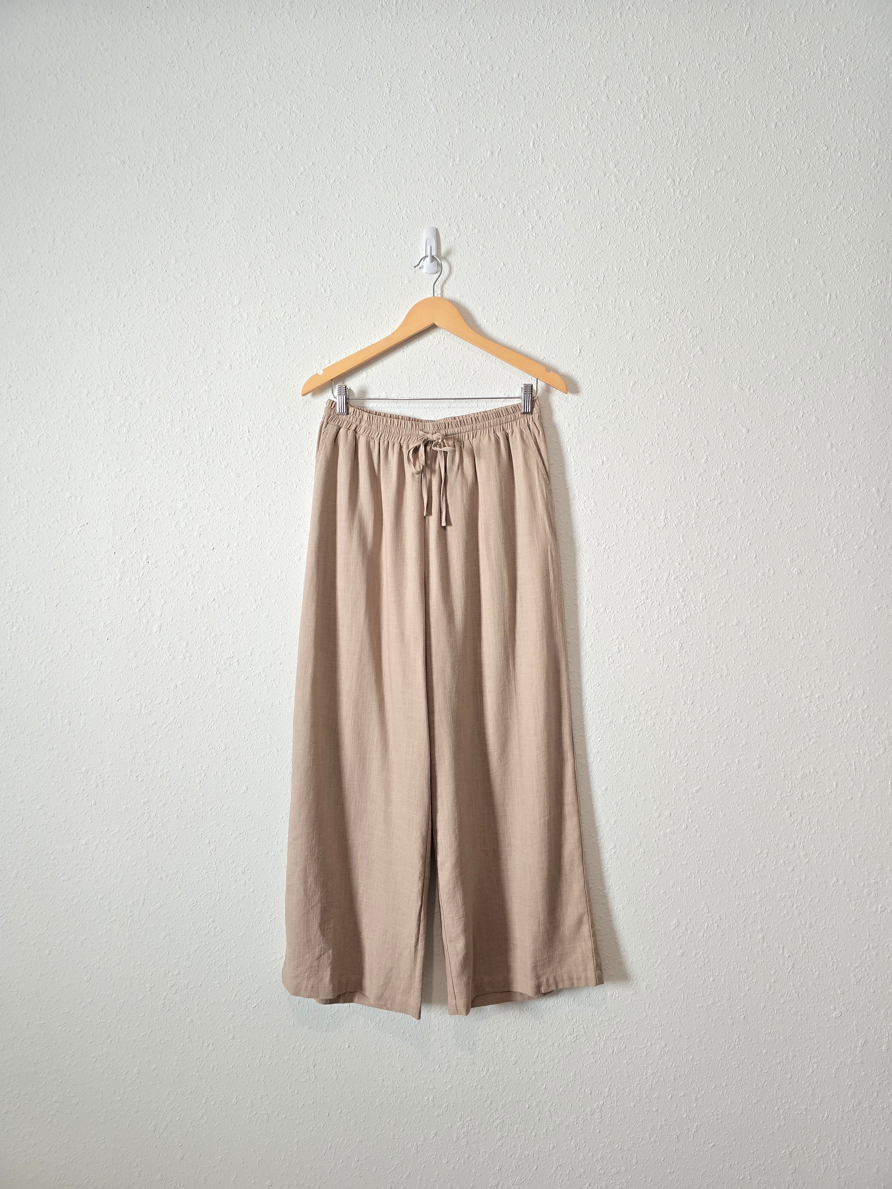 Linen Blend Wide Leg Pants (M)