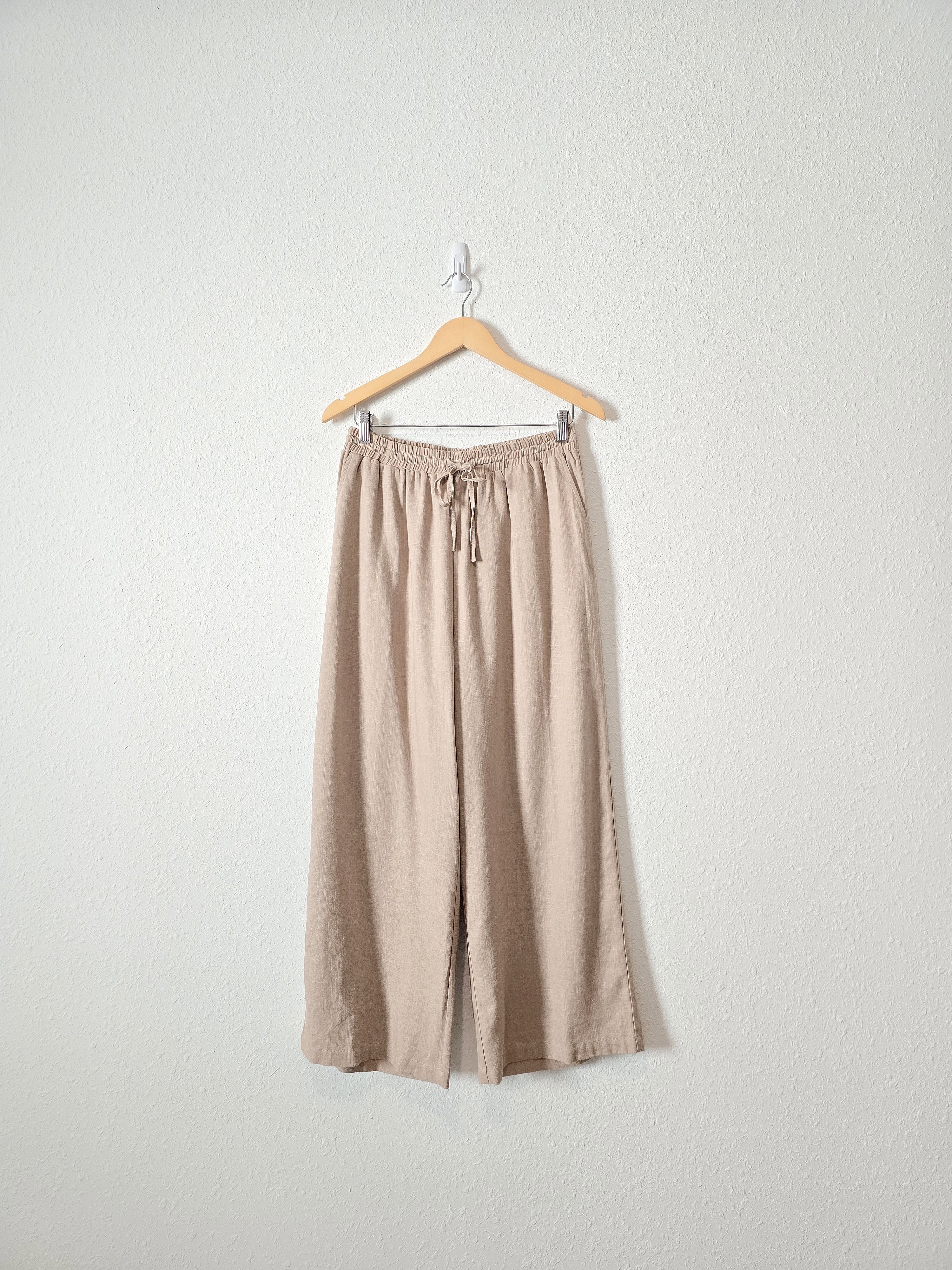 Linen Blend Wide Leg Pants (M)