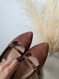 Brown Leather Mary Jane Flats (8.5)