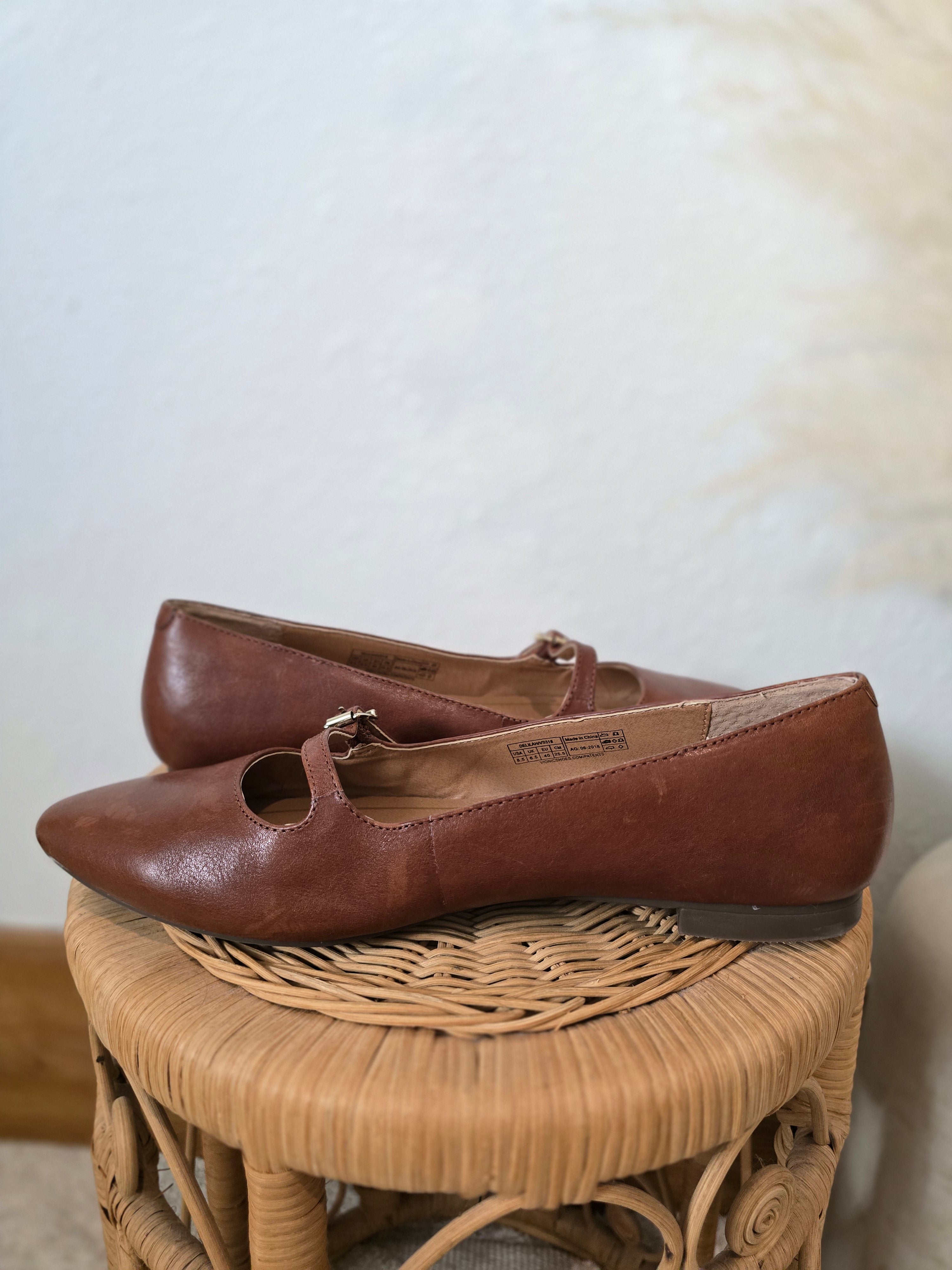 Brown Leather Mary Jane Flats (8.5)