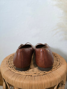 Brown Leather Mary Jane Flats (8.5)