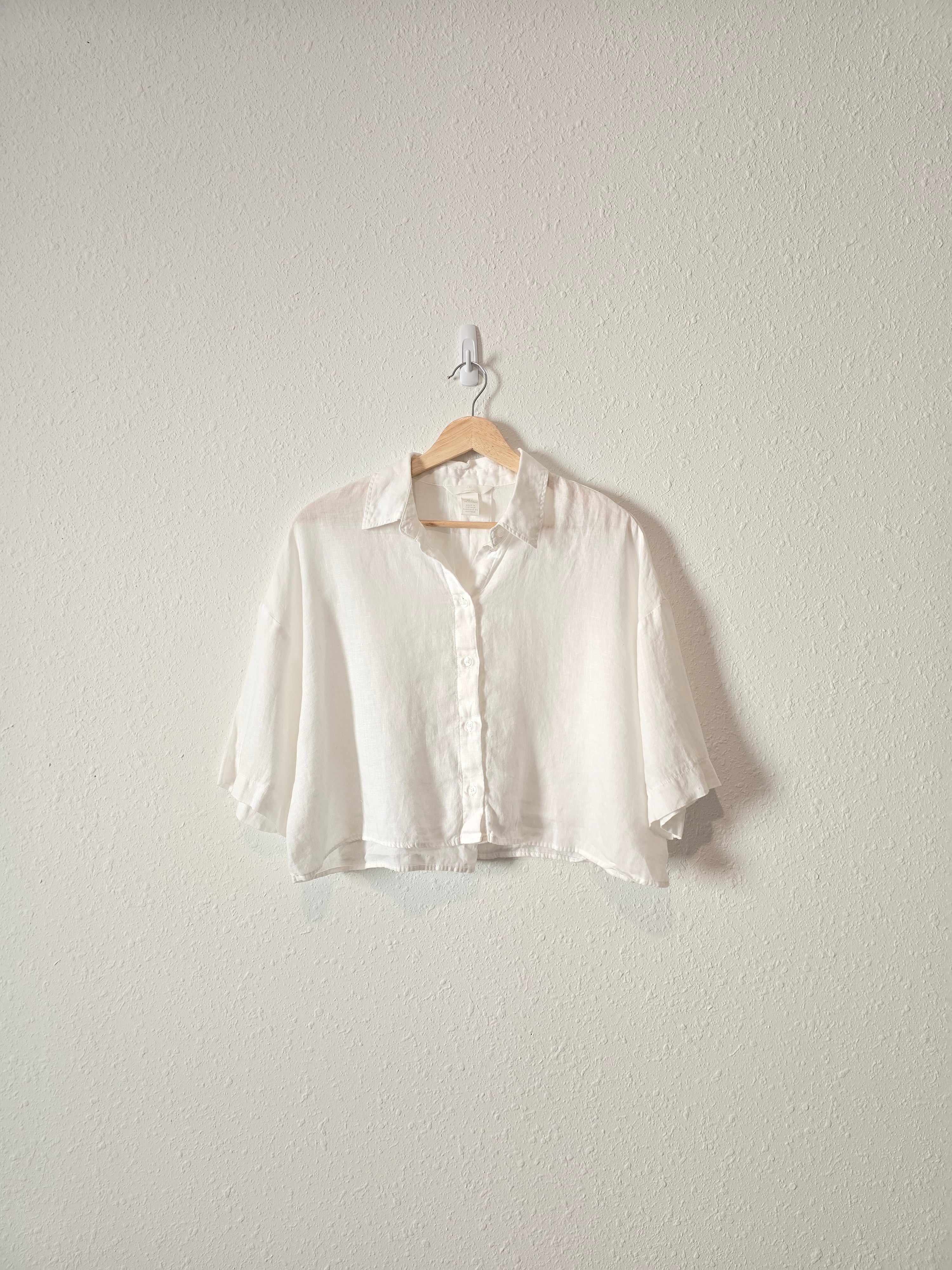 White Linen Boxy Button Up (S)