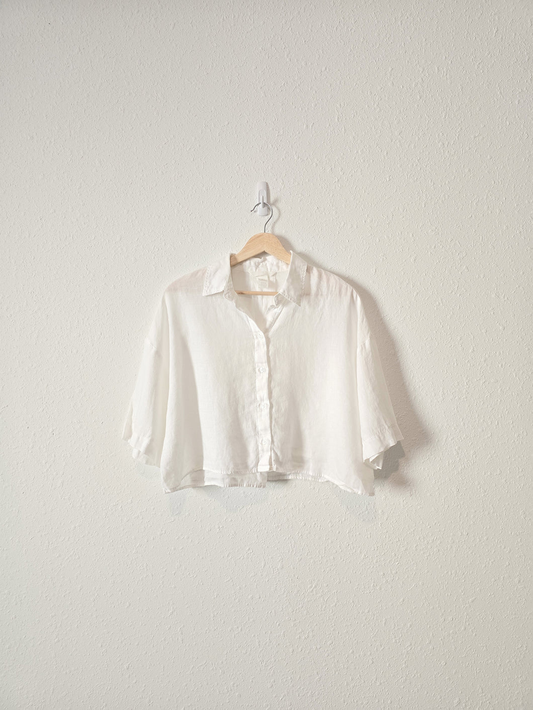 White Linen Boxy Button Up (S)