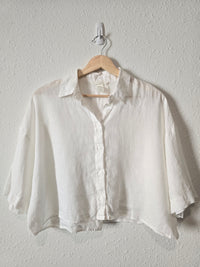 White Linen Boxy Button Up (S)