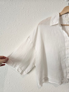 White Linen Boxy Button Up (S)