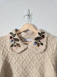 Zara Floral Embroidered Sweater (M)