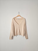 Cream Ribbed Knit Sweater Top (3X)