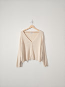 Cream Ribbed Knit Sweater Top (3X)