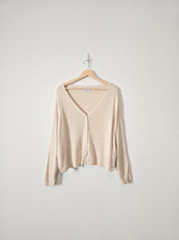 Cream Ribbed Knit Sweater Top (3X)