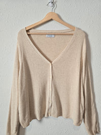 Cream Ribbed Knit Sweater Top (3X)