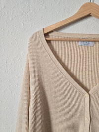 Cream Ribbed Knit Sweater Top (3X)