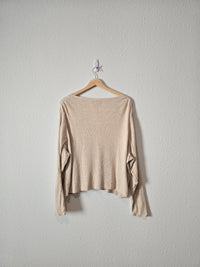 Cream Ribbed Knit Sweater Top (3X)