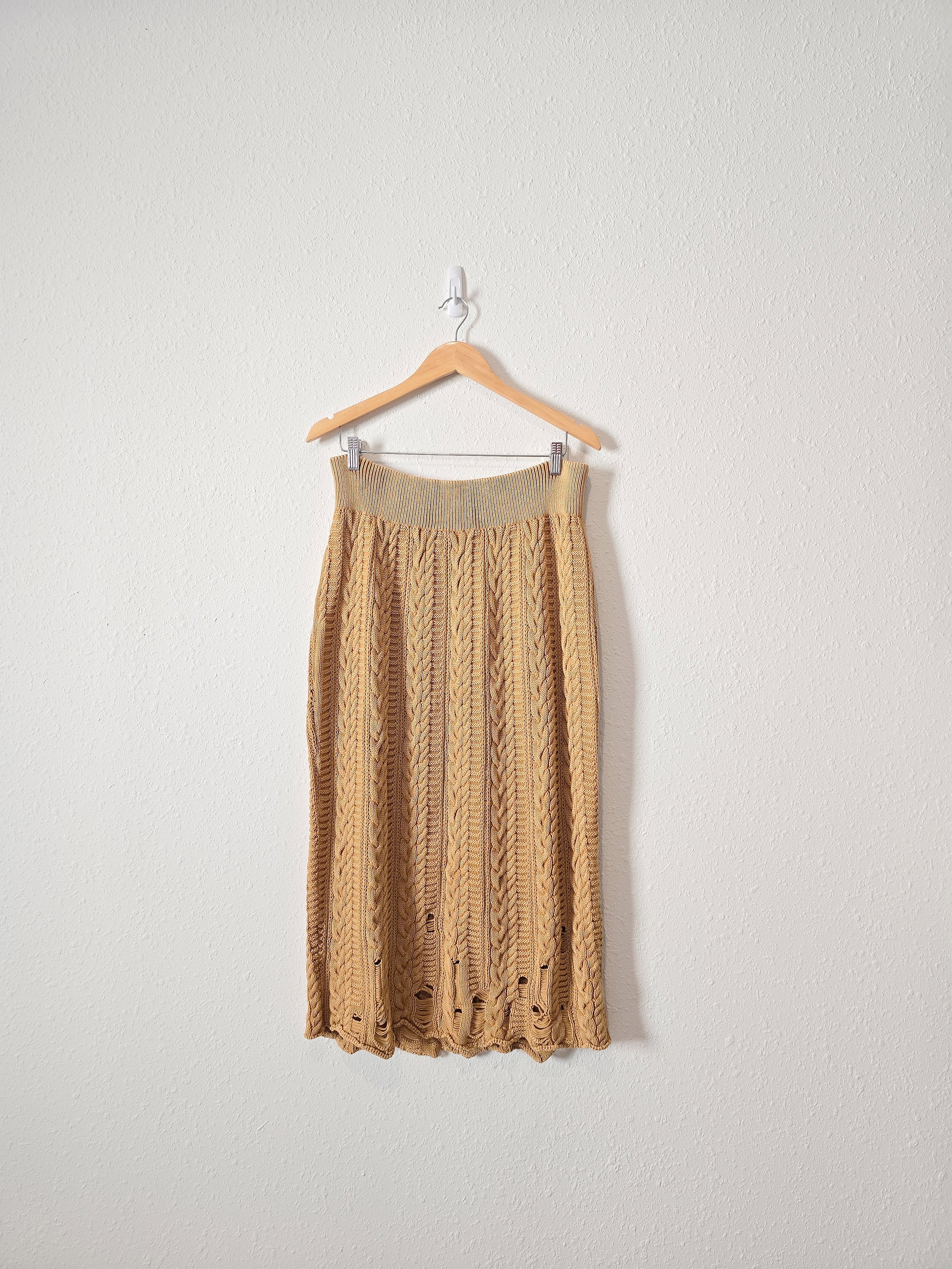 Free People Cable Knit Midi Skirt (XL)