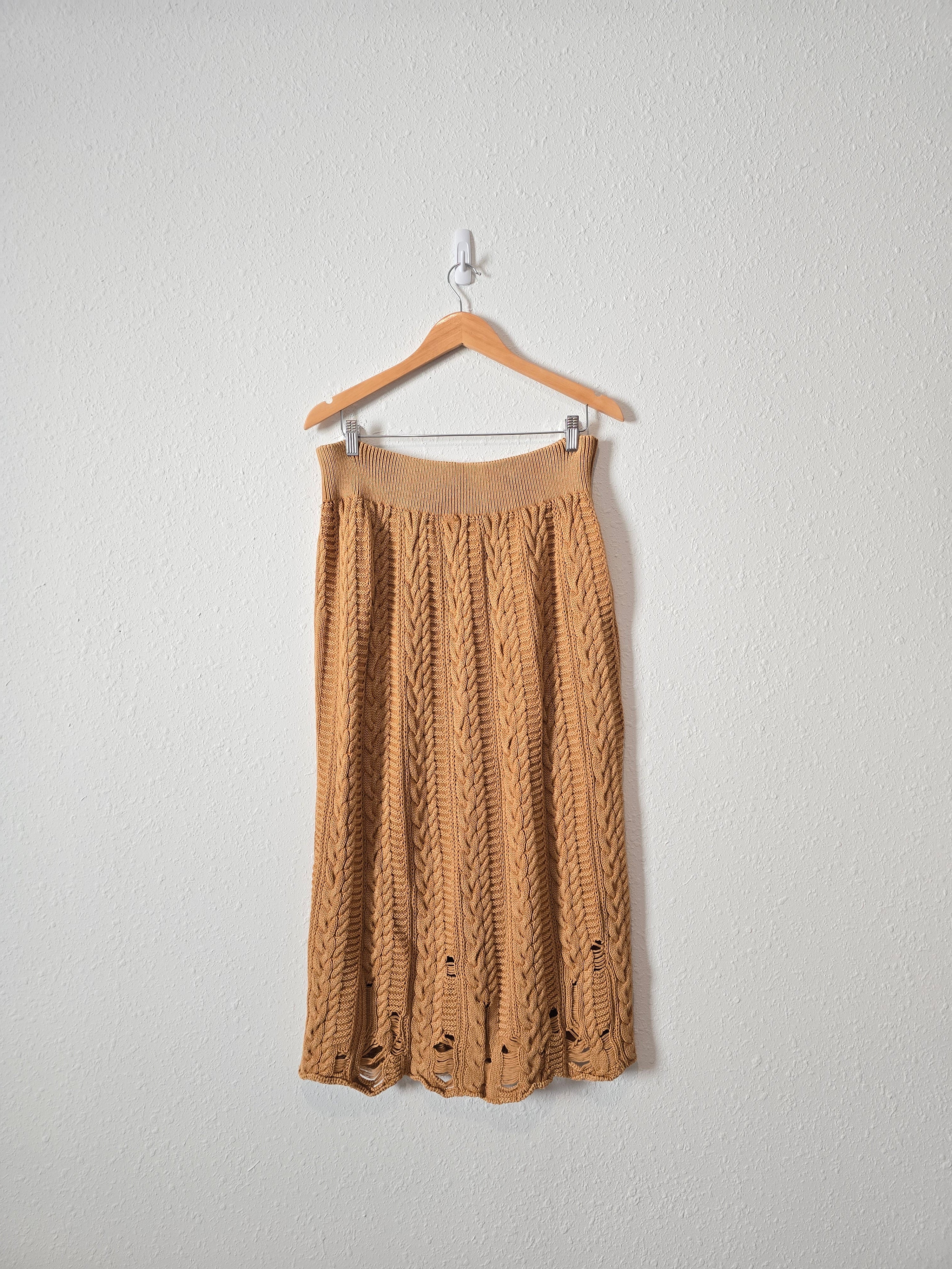 Free People Cable Knit Midi Skirt (XL)