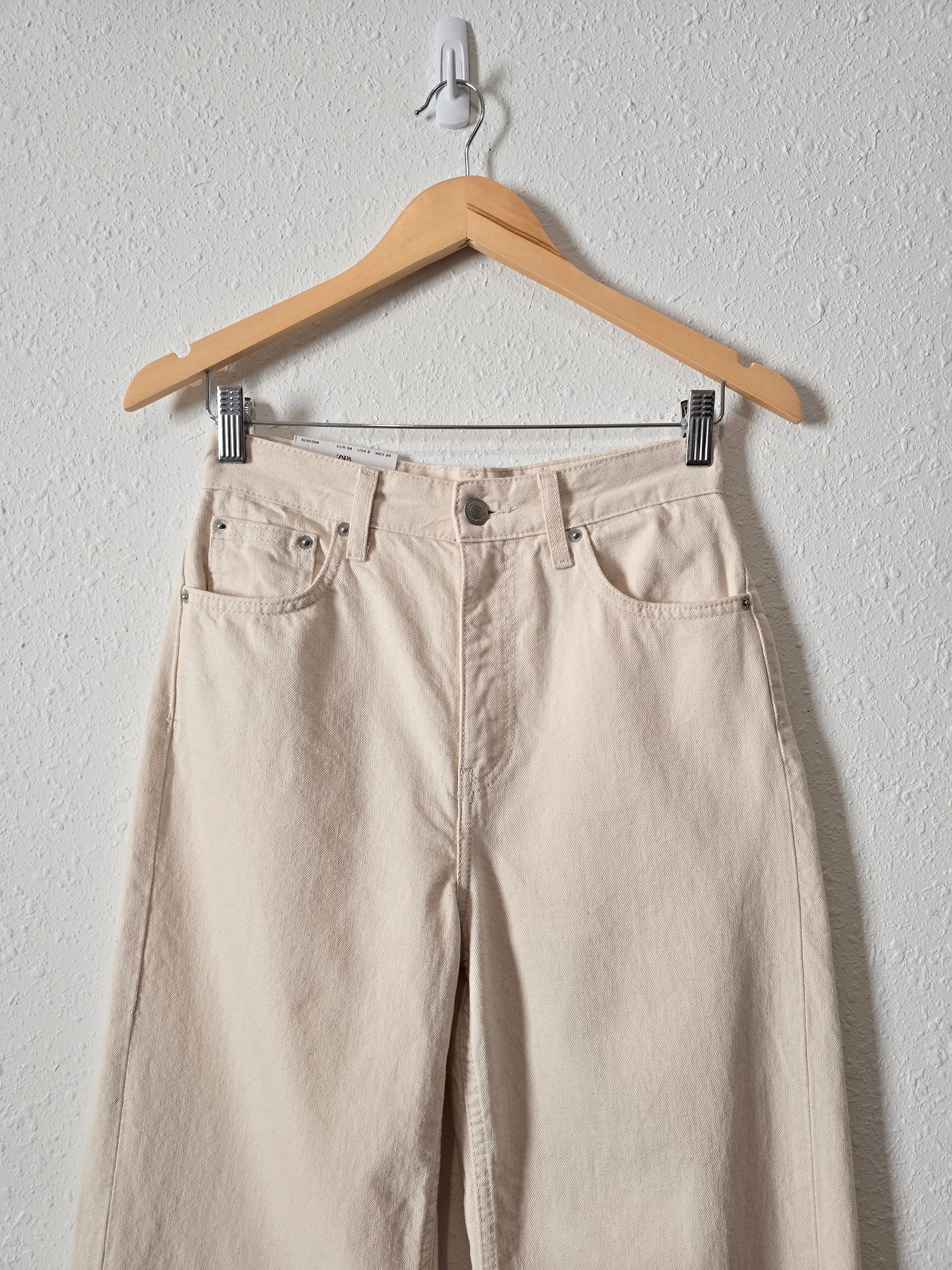 NEW Zara Ecru Wide Leg Jeans (2)