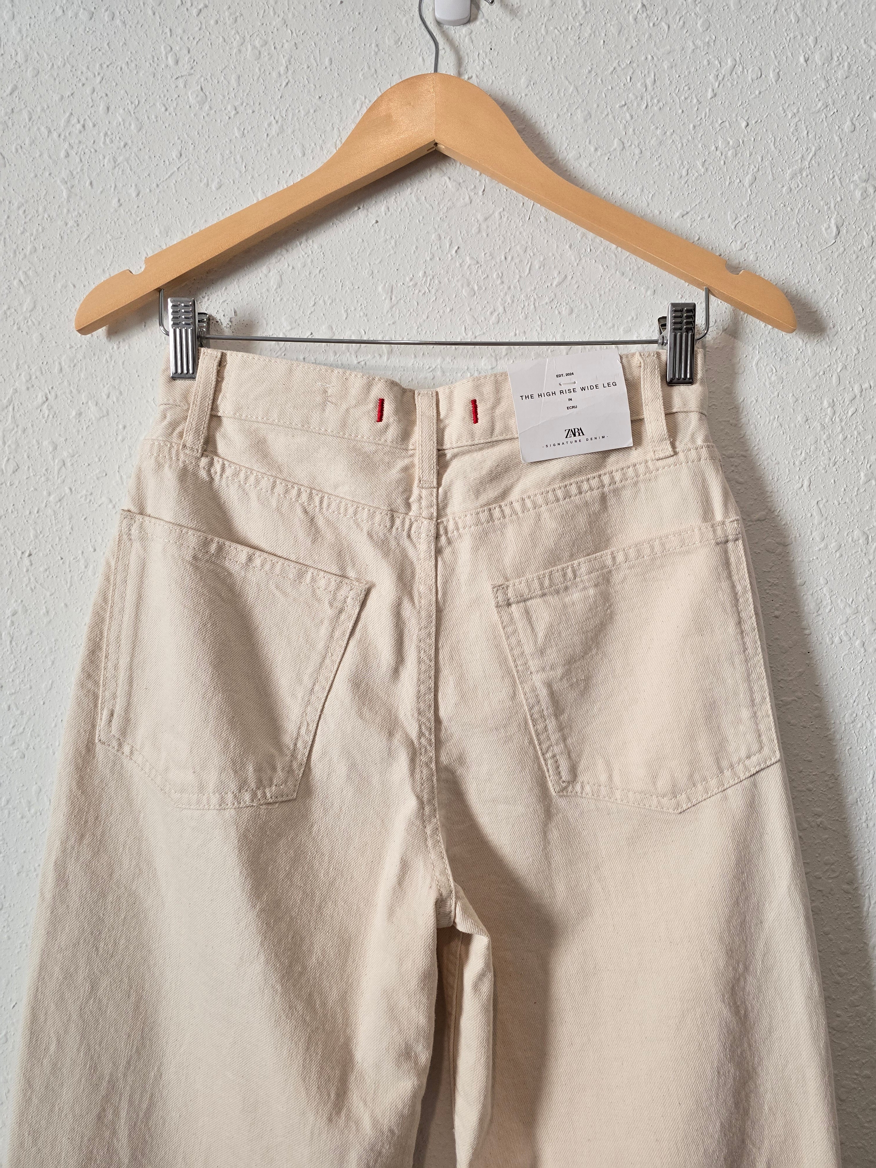 NEW Zara Ecru Wide Leg Jeans (2)