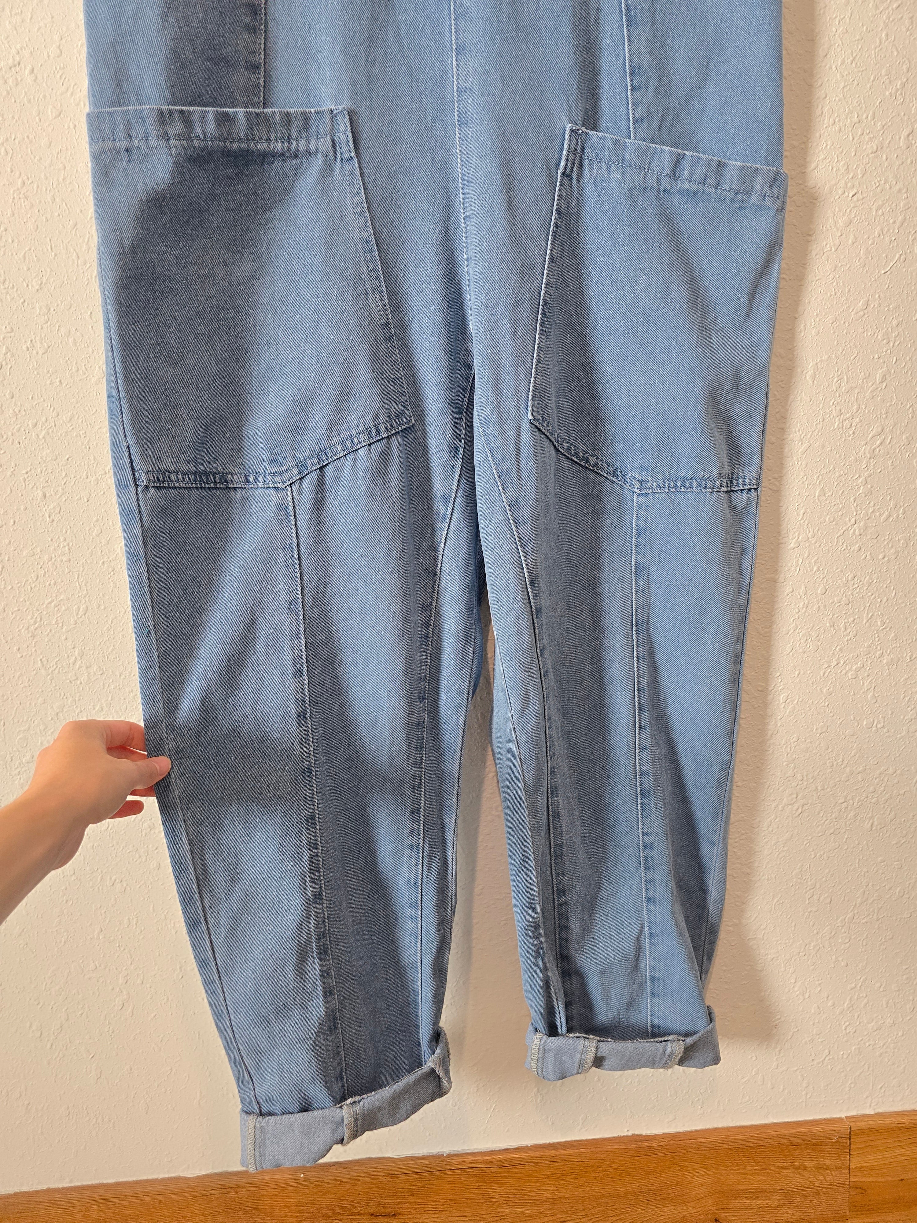 Relaxed Denim Overall Jumpsuit (M)