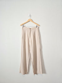 Neutral Linen Wide Leg Pants (L)