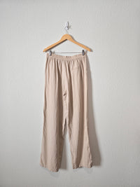 Neutral Linen Wide Leg Pants (L)