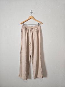 Neutral Linen Wide Leg Pants (L)