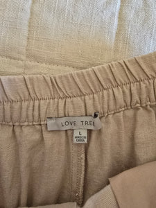 Neutral Linen Wide Leg Pants (L)