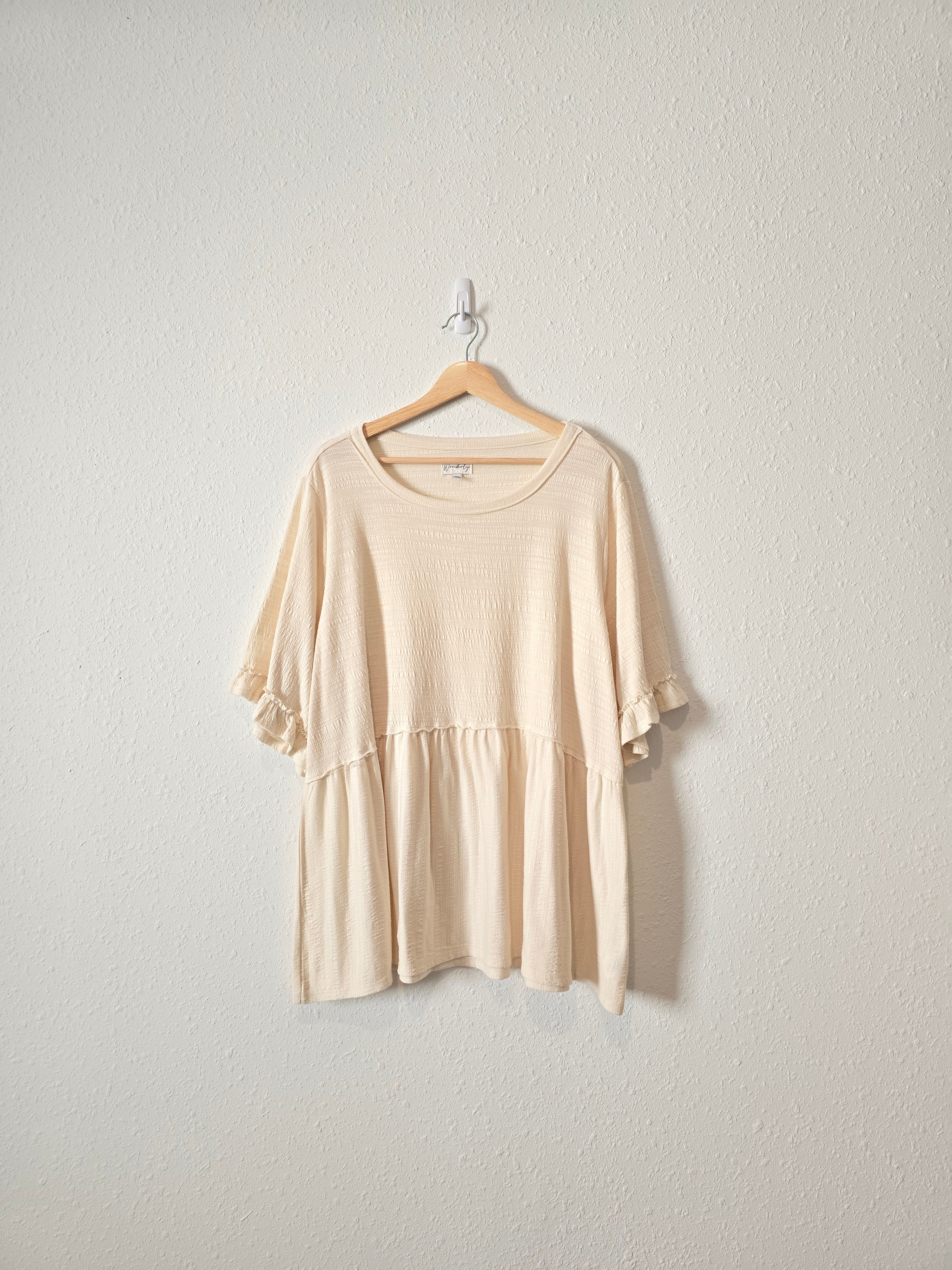 Cream Ruffle Textured Top (2X)