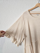 Cream Ruffle Textured Top (2X)