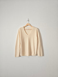 Cream Ribbed Knit Sweater (S)