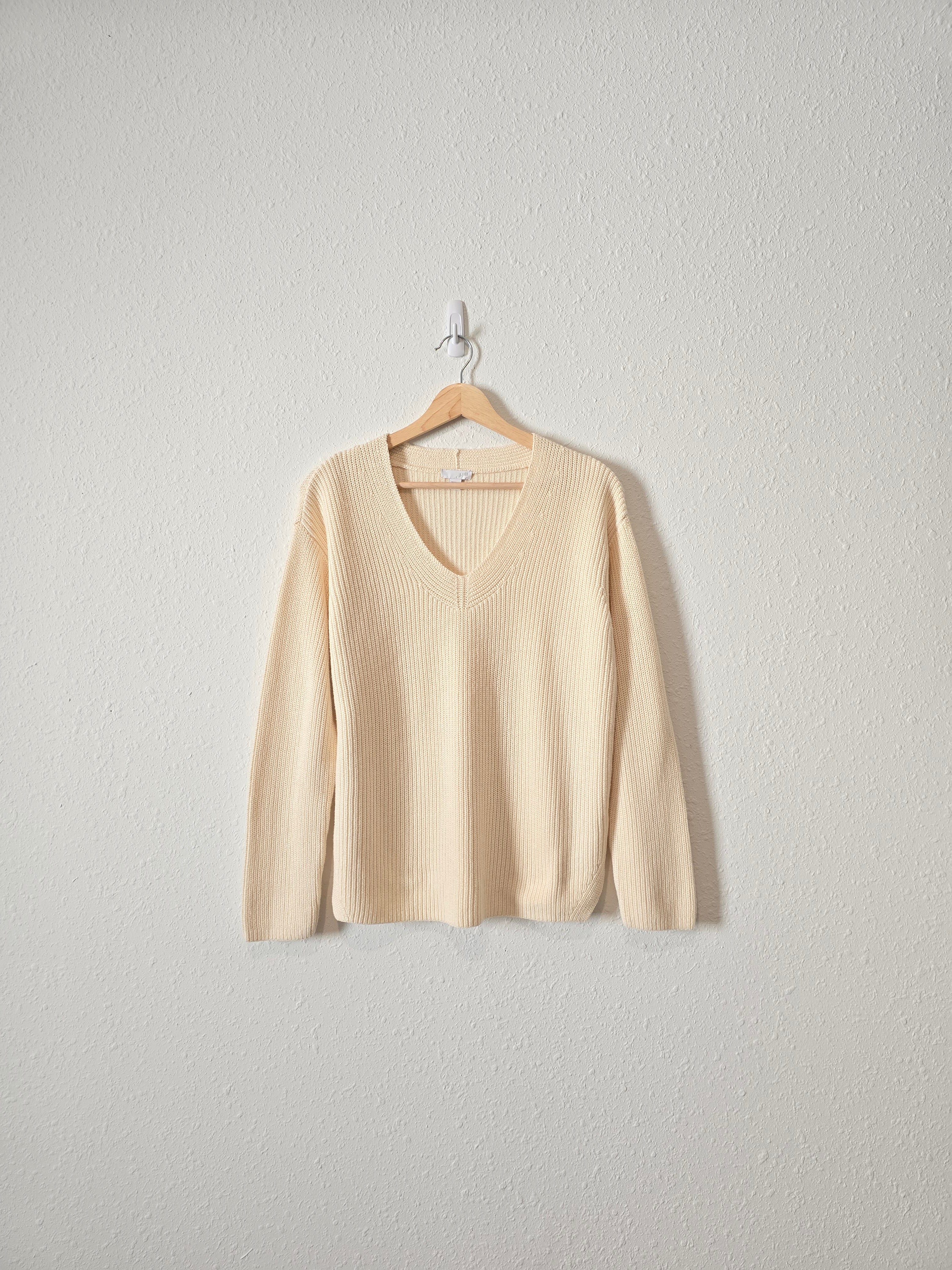 Cream Ribbed Knit Sweater (S)