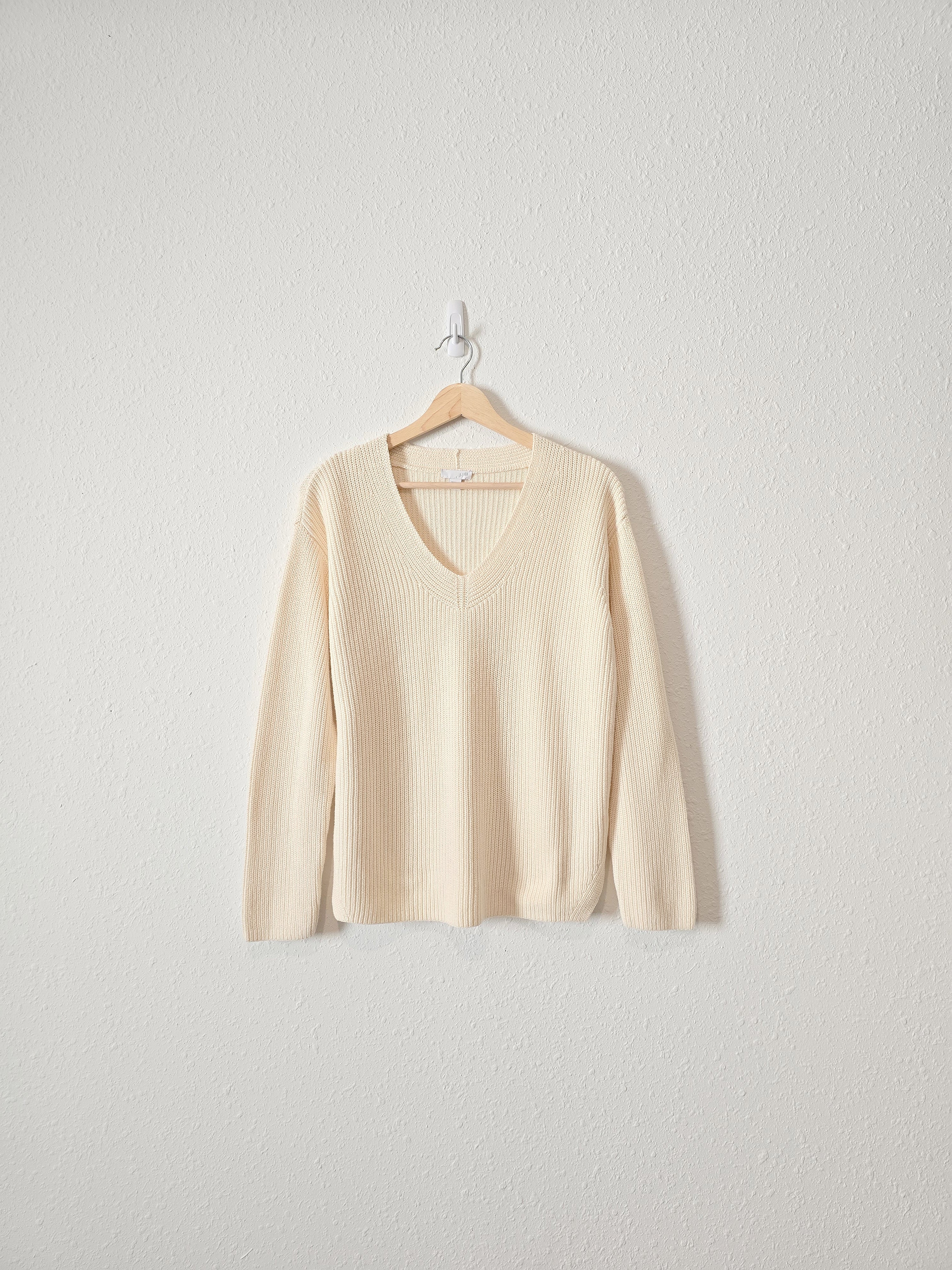 Cream Ribbed Knit Sweater (S)