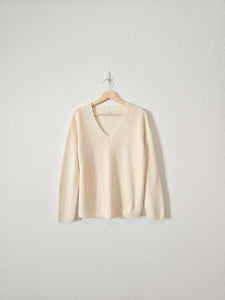 Cream Ribbed Knit Sweater (S)