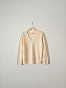 Cream Ribbed Knit Sweater (S)