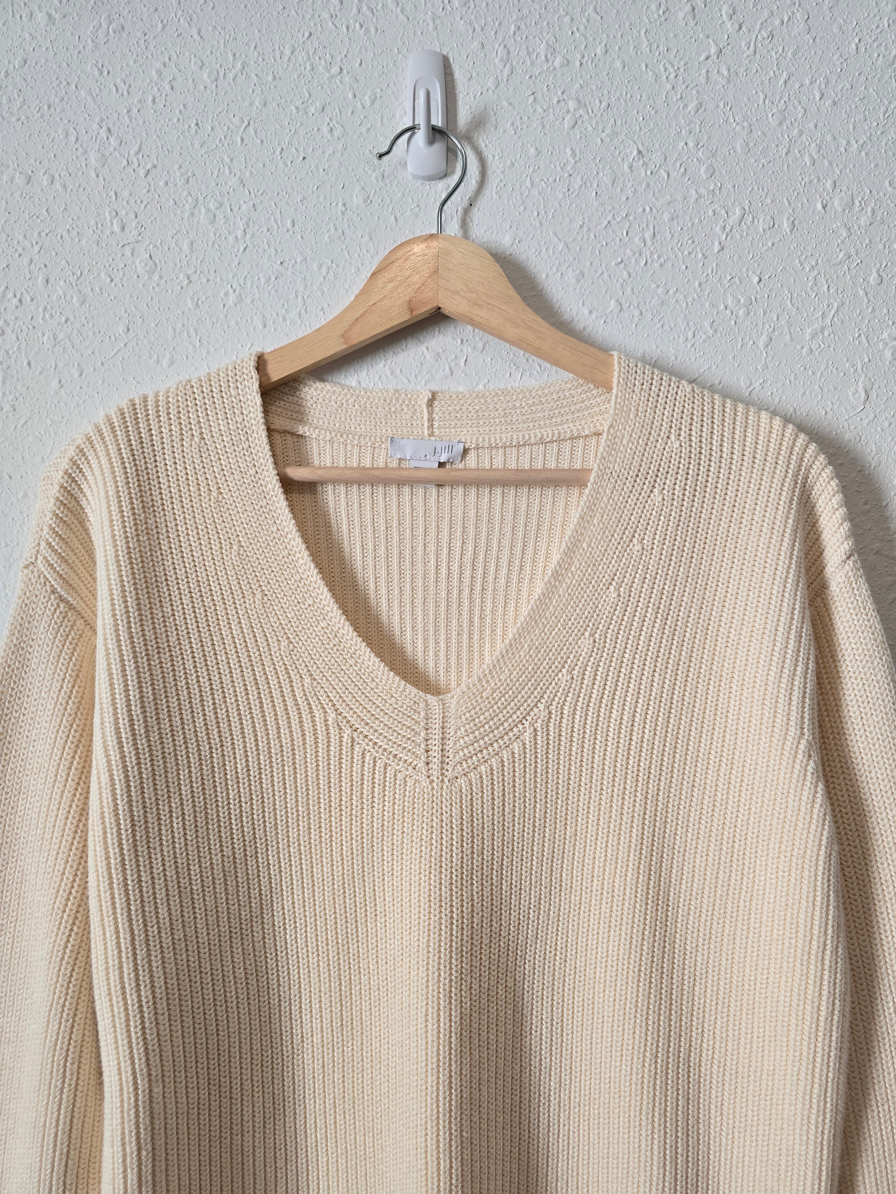 Cream Ribbed Knit Sweater (S)