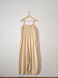 Linen Blend Wide Leg Jumpsuit (L)