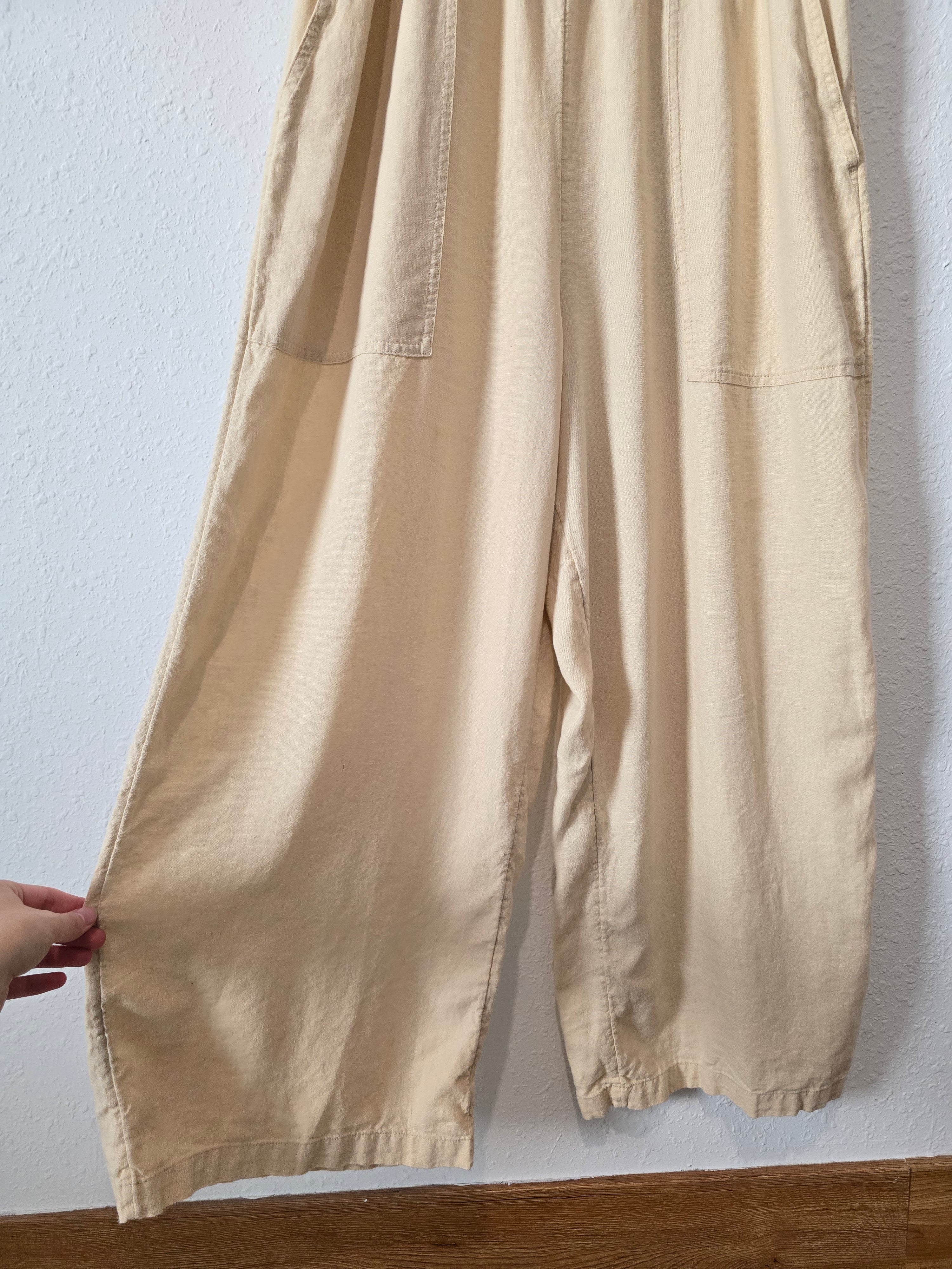 Linen Blend Wide Leg Jumpsuit (L)